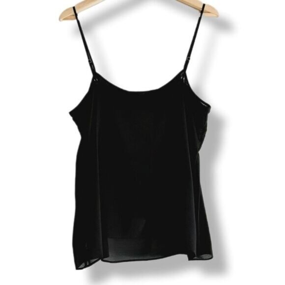 THEORY Semisheer Light Camisole Tank Top Black Sz L - Picture 2 of 7